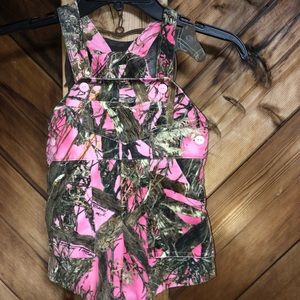 Pink camo short overalls
